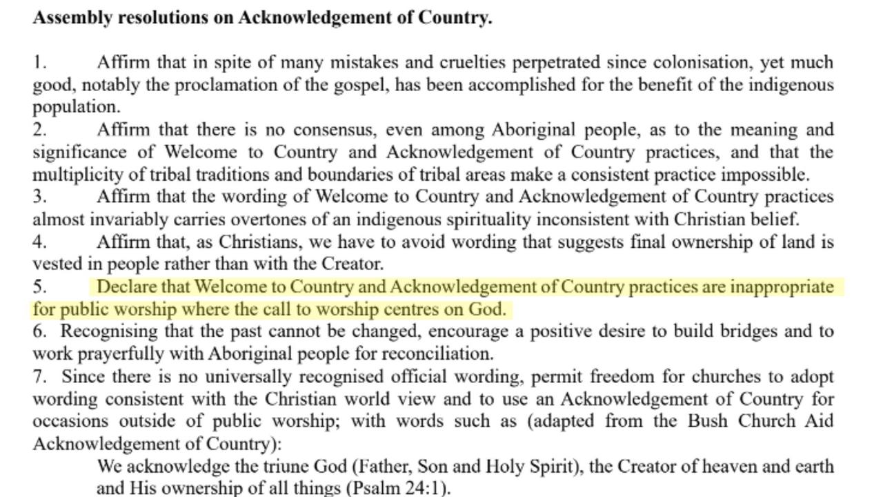 The Presbyterian church sent a letter outlining the reasons for its decision. Picture: Supplied/Presbyterian Church Australia