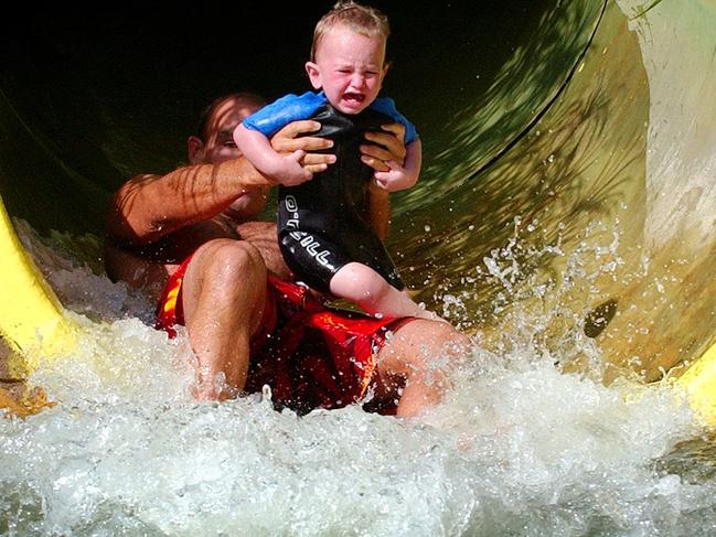 12/4/04 Mitch Creary (Sea Eagles player) with son Duke 18 months at Manly Waterworks Picture: SIMON DEAN