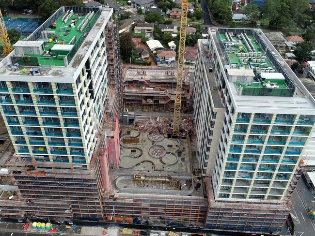 The site of the scaffolding collapse at Lachlan’s Line construction site at Macquarie Park. Picture: Toby Zerna