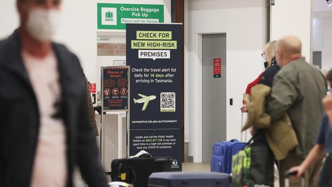 Melbourne flight arrivals at Hobart International Airport from earlier this year. Picture: Nikki Davis-Jones