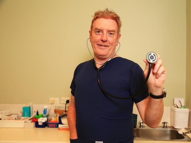 Dr Ric Gordon with a stethoscope at his medical practice in St Leonards. Picture: Adam Taylor