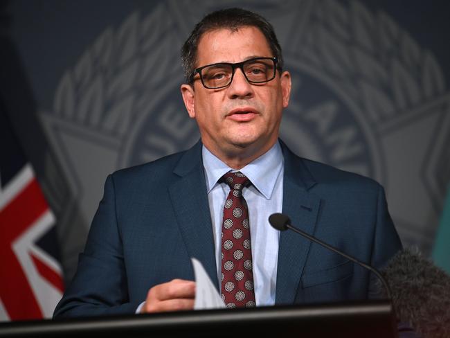 Detective Superintendent George Marchesini addresses the media on Thursday. Picture: John Gass/NCA NewsWire