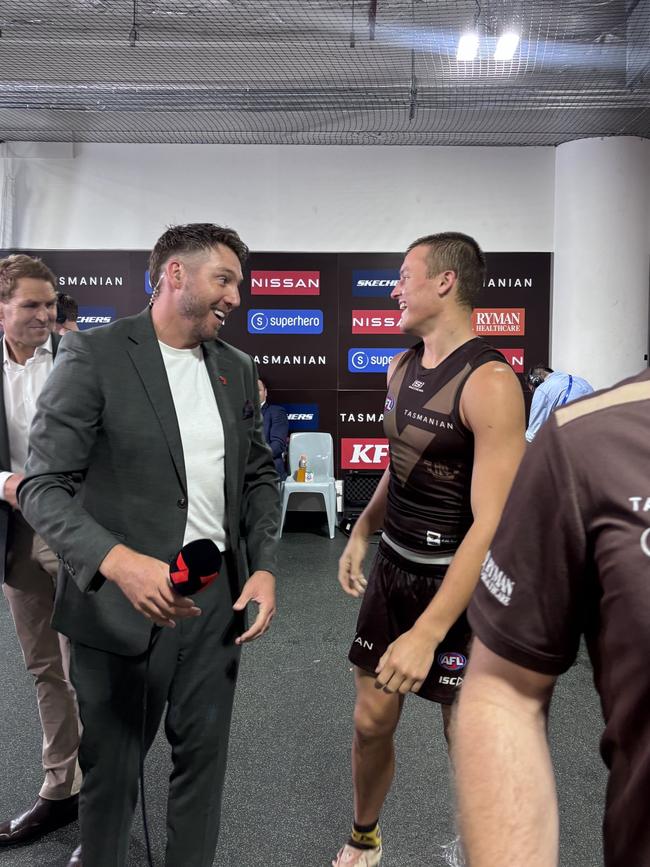 Dale Thomas and Jack Ginnivan at the SCG. Photo: Hawthorn, X.