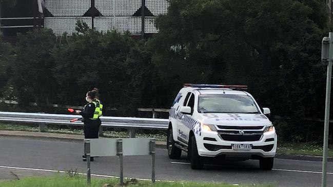 Police near the intersection of York and Swansea roads.