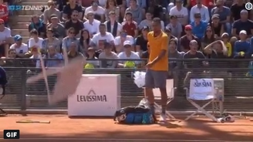 Nick Kyrgios after flinging a chair across the court.