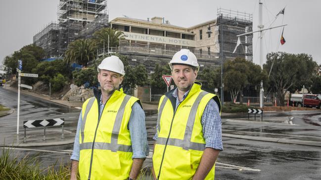 Simon Pitard (right) and former joint venture partner Julian Gerner were undertaking the $80 million refurbishment of the Continental Hotel in Sorrento but the landmark building was put up for sale this month.