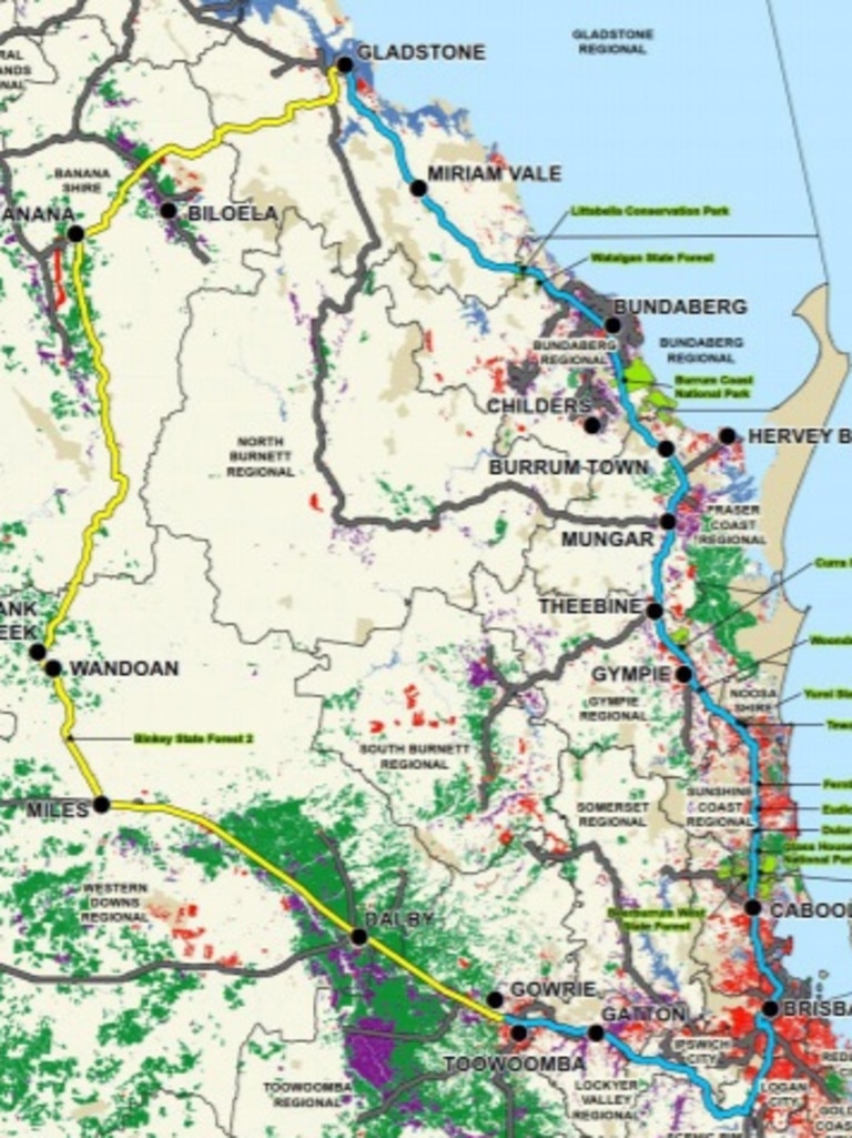 A pre feasibility link into a coastal connection took the route originally explored passing through Brisbane before heading north. Mr Dempsey said a link from Toowoomba to Gympie’s North Coast connection should be explored too.