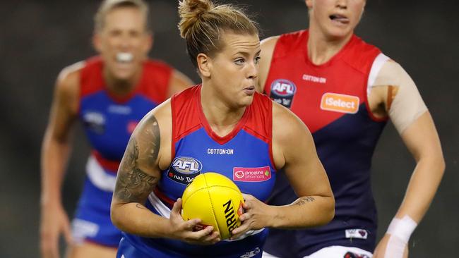 Hannah Scott believes playing AFLW matches at Marvel Stadium allows players to better show off their skills. Picture: AFL Media