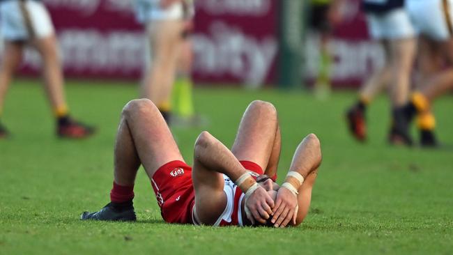 Glenroy’s Judd Brewster after the final siren. Picture: Andy Brownbill