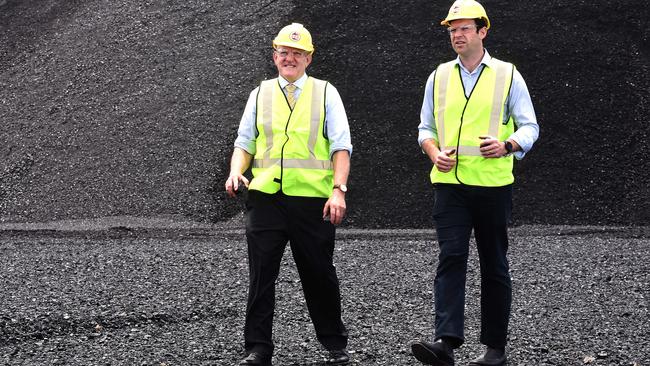 QRC chief Ian Macfarlane and Resources Minister Matt Canavan at Port of Brisbane, November 19, 2018. Picture: AAP/John Gass