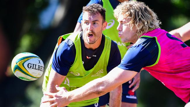 Nic White trains with the Wallabies ahead of the South Africa tour. Picture: Stuart Walmsley