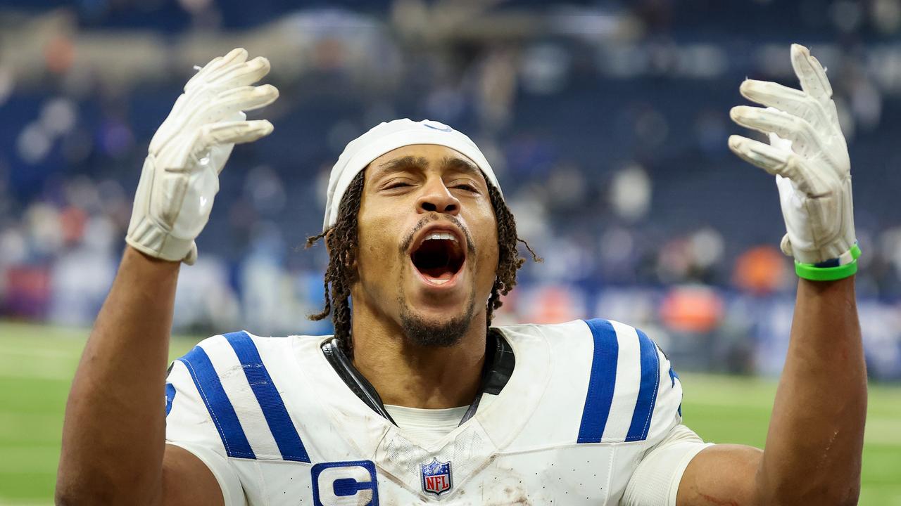 Jonathan Taylor scored three touchdowns in the win. (Photo by Andy Lyons/Getty Images)