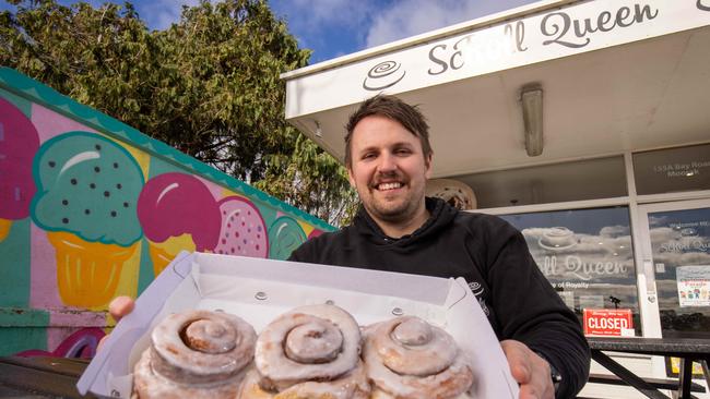 Dylan McQueen of Scroll Queen outside his original Mount Gambier store. Picture: Ben Clark