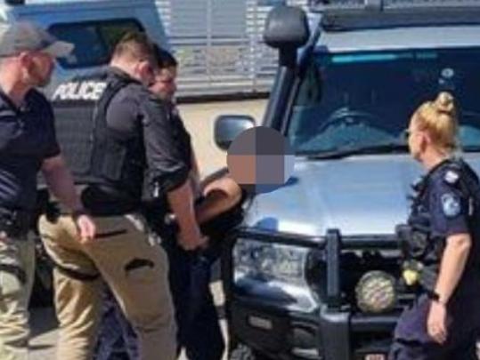 Police took three people into custody during an incident near Yeatman St, Heatley on Friday. Picture: Facebook