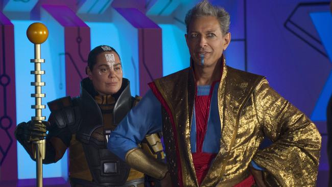 Rachel House as Topaz and Jeff Goldblum as Grandmaster, ruler of Sakaar, in Thor: Ragnarok. Picture: Jasin Boland ©Marvel Studios.