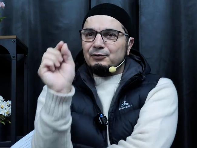 Prominent Hizb ut-Tahrir member Wassim Doureihi speaking recently in Lakemba, where he said voting and democracy was “not an option” for the Muslim community.