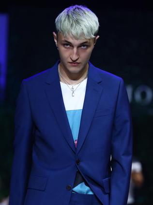 Anwar Hadid looked a little bored on the runway.