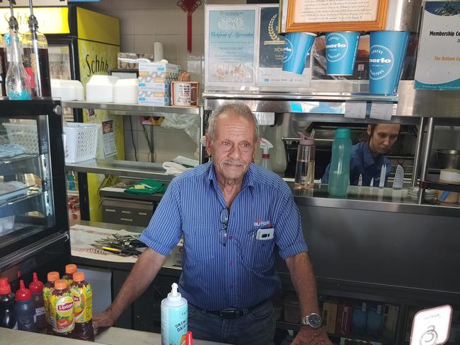 Bill Fawzi has been feeding the people of Gladstone since 1980, first in his South Gladstone Pizza shops, now at The Outlook Cafe on Auckland Hill. Picture Rodney Stevens