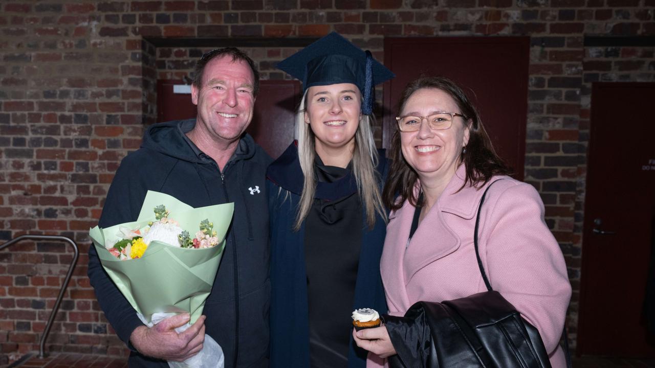 17-09-2024 Deakin University graduation. Simon, Emily and Sue-Anne Lewis. Picture: Brad Fleet