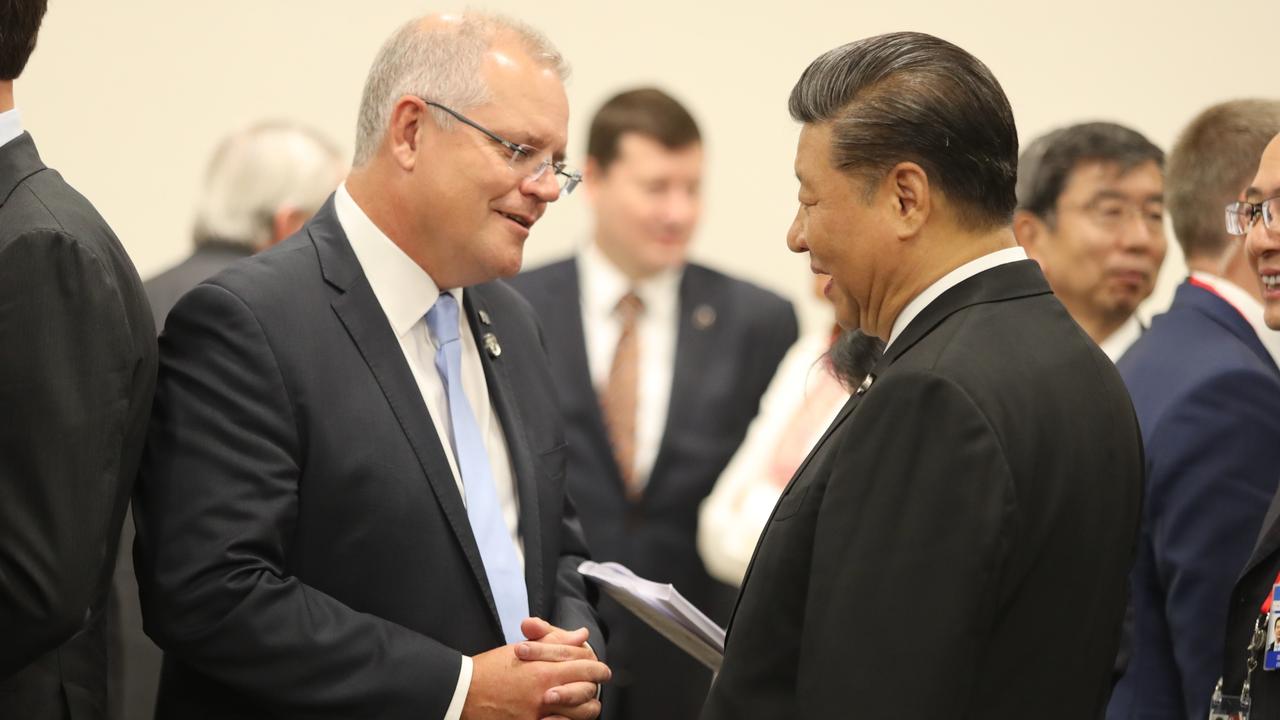 Australian Prime Minister Scott Morrison with China’s President Xi Jinping in June 2019. Relations between Canberra and Beijing have soured considerably since that meeting. Picture: Adam Taylor Adam Taylor/PMO