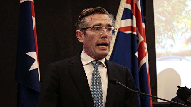 Premier Dominic Perrottet speaking at a press conference inside NSW Parliament House on Thursday morning. Picture: NCA NewsWire / Adam Yip