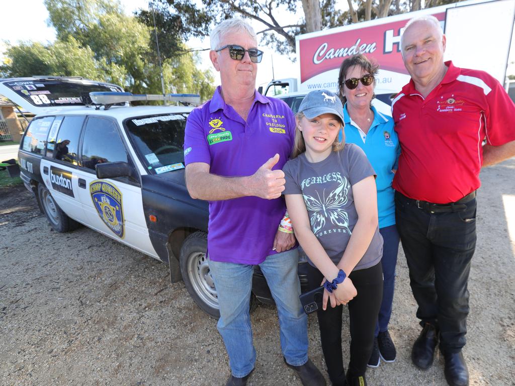 Left to right: Geelong resident Graeme McMahon has been competing for 16 yrs, Tilly for 10 , and Sue McLachlan and Warren Clarkson have been competing for 13 years. Picture: Mark Wilson