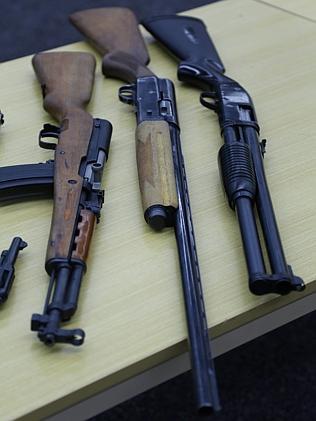 Some of the firearms seized in the raids.