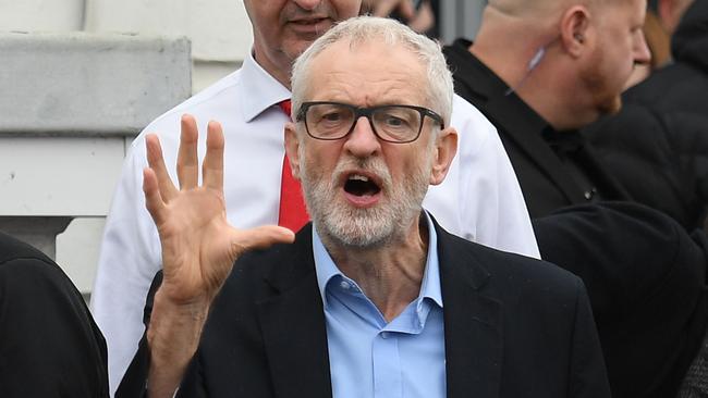 British Labour Party leader Jeremy Corbyn on the campiagn trail in Swansea, south Wales. Picture: AFP