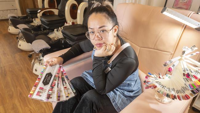 Thao Nguyen has had to close her nail salon and has no income for the next five days. Picture: Rob Leeson