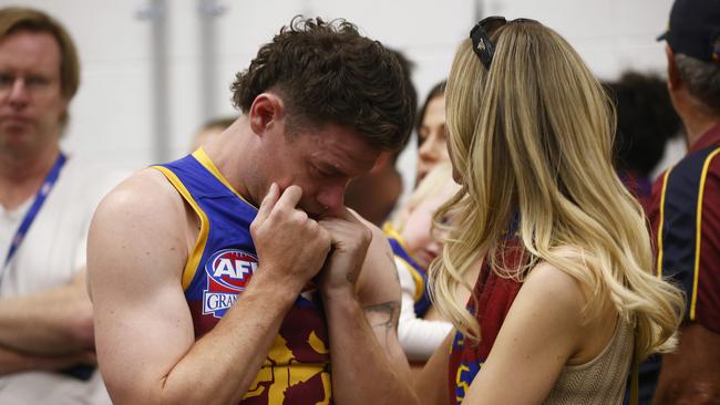 Lachie Neale was surrounded by his loved ones. Photo by Daniel Pockett/AFL Photos/via Getty Images.