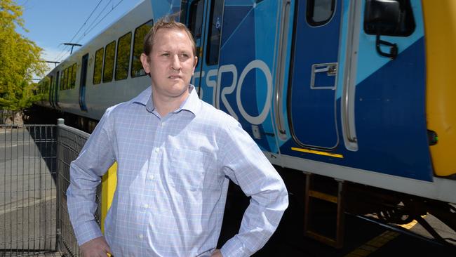 Eastern Transport Coalition chairman Stuart James at the Croydon level crossing on Coolstore Rd. Picture: Chris Eastman