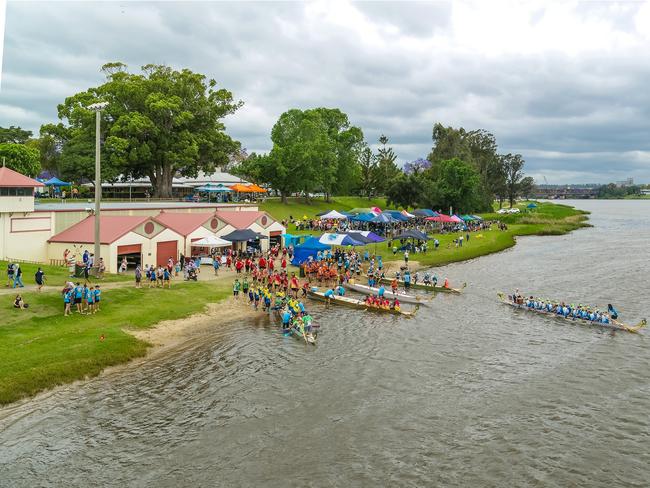 An amazing view from the air of the Jacaranda Dragonboat Regatta. Photo: Jessica Robertson