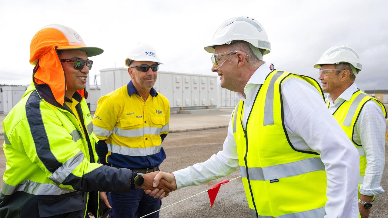 Mr Albanese and Energy Minister Chris Bowen visited Collie Power Station on Wednesday, after mounting questions over why Peter Dutton was seemingly avoiding the sites set to host the Coalition’s proposed nuclear power stations. Picture: Mark Stewart/ NewsWire
