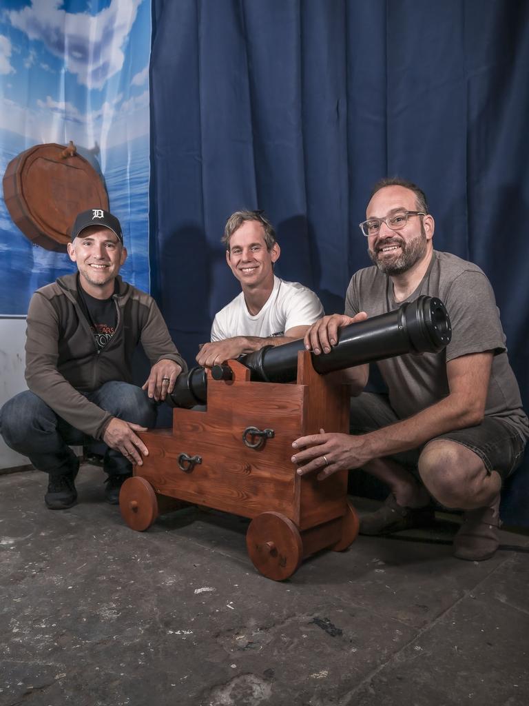 James Williams - Engineer, Mick Santarossa - Navigator and Jay McGlashan - Purser from Escape Room. Picture: Caroline Tan