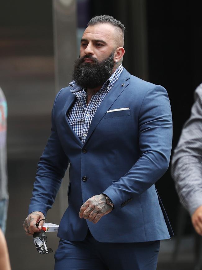 Bikie Robert Ale arrives at the Melbourne County Court earlier this month. Picture: David Crosling