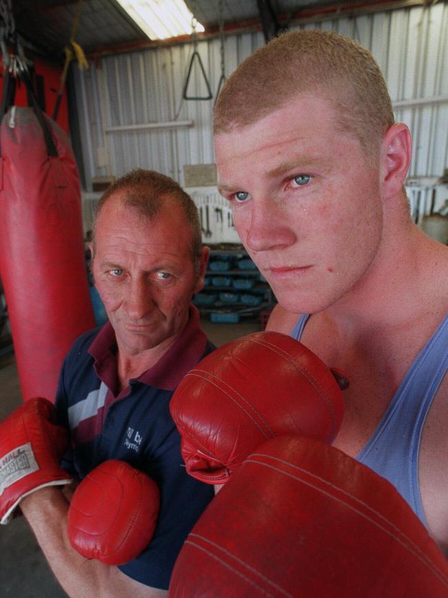 Ray Hall and Barry, at age 20, who was the Victorian bantamweight boxing champion before joining the Saints.