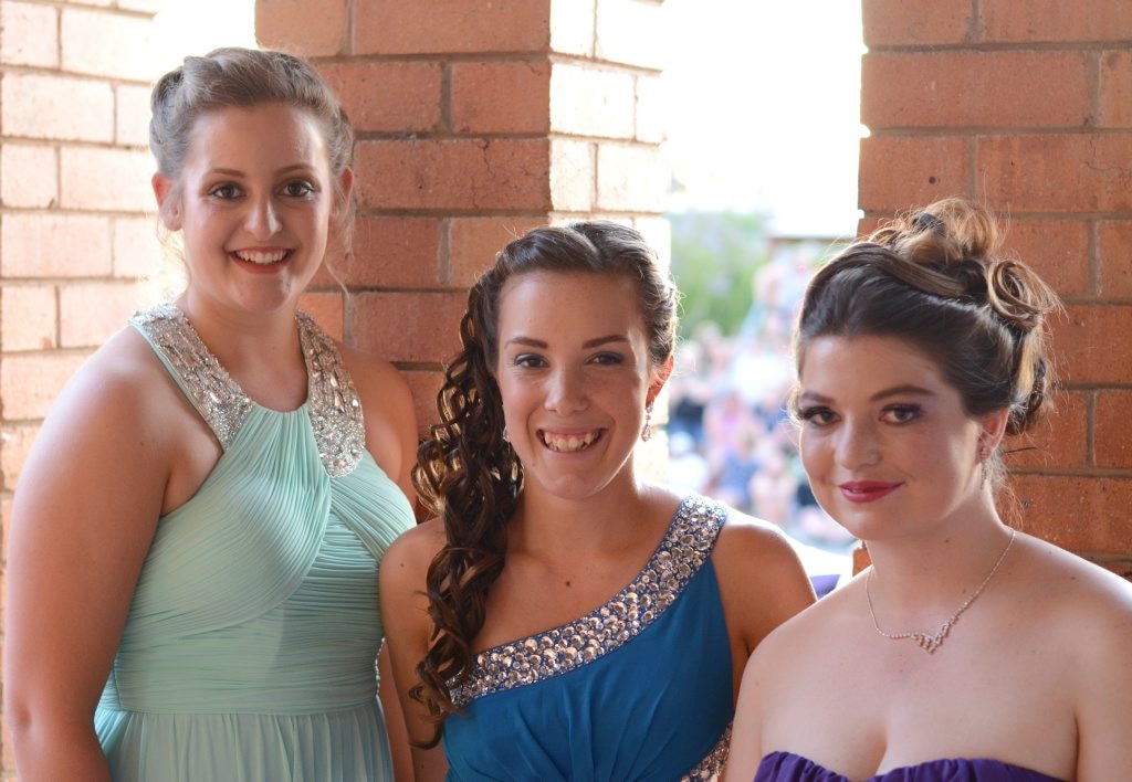 Pittsworth State High School formal 2015 Jade Sheehan, Sophie Lack, Cloie O'Keefe. Picture: Photo Contributed