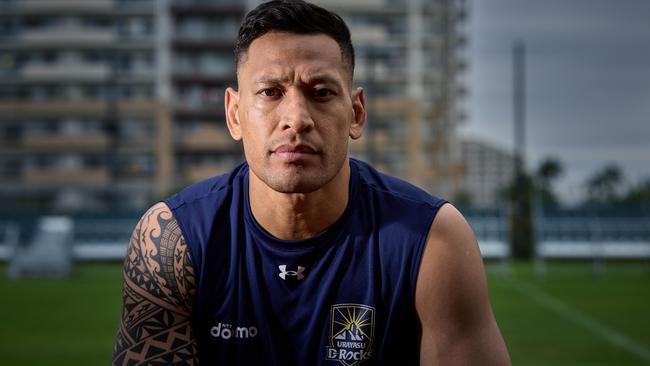 Israel Folau at Urayasu D-Rocks training fields in Japan on Friday. Picture: Shoko Takayasu