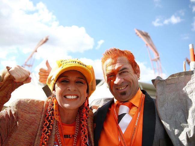 SYDNEY, AUSTRALIA - APRIL 01:  Giants fans arrive for the round two AFL match between the Greater Western Sydney Giants and the Gold Coast Suns at Spotless Stadium on April 1, 2017 in Sydney, Australia.  (Photo by Mark Metcalfe/Getty Images)