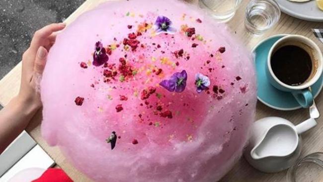 The fairy floss dessert burger at Long Story Short Cafe in Port Melbourne is picture perfect.