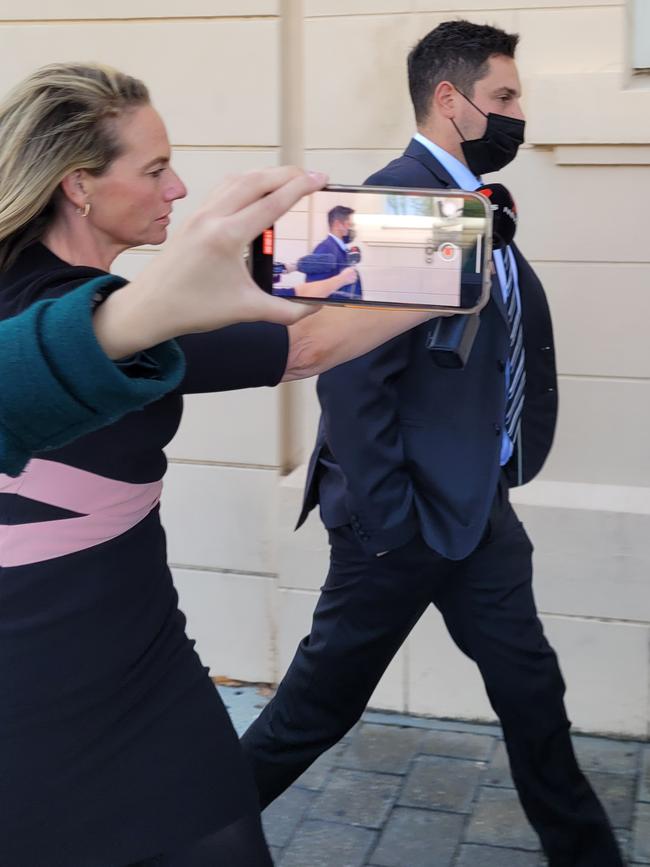 Kosta Pehlivanidis leaves the Adelaide Magistrates Court. Picture: Jordanna Schriever