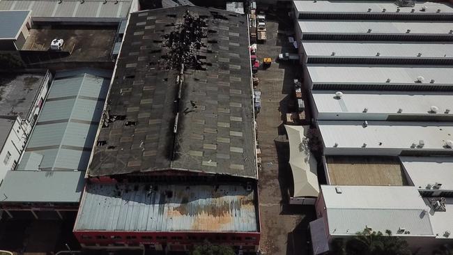 An aerial view of the damaged main building. Picture: NSW Fire &amp; Rescue.