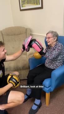 Nursing home residents take boxing class