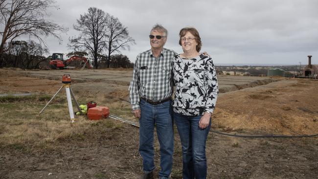 Paul and Carol Houston have been living in a recovery POD and a caravan on their property in Stokes Bay since their house was destroyed. Picture: Simon Cross