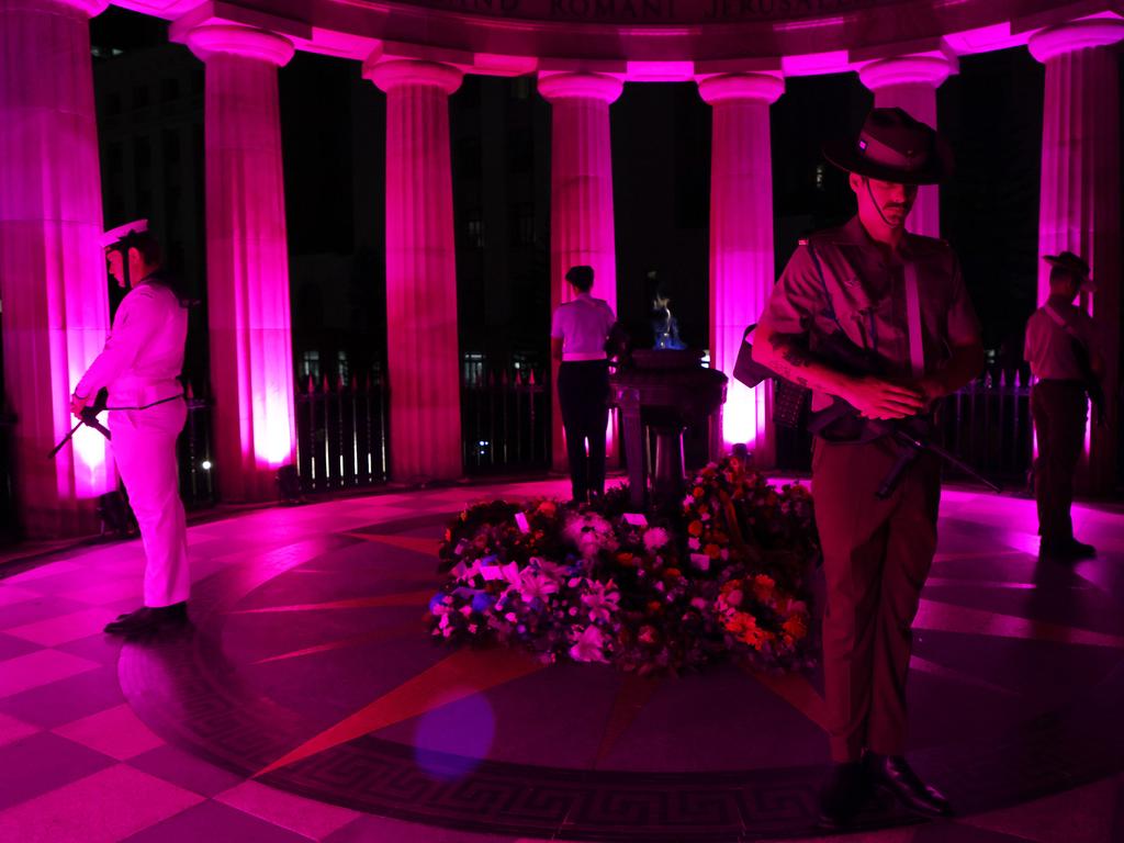 The flame of remembrance during the ANZAC Day Dawn Service held in Brisbane. Picture: NCA NewsWire/Tertius Pickard
