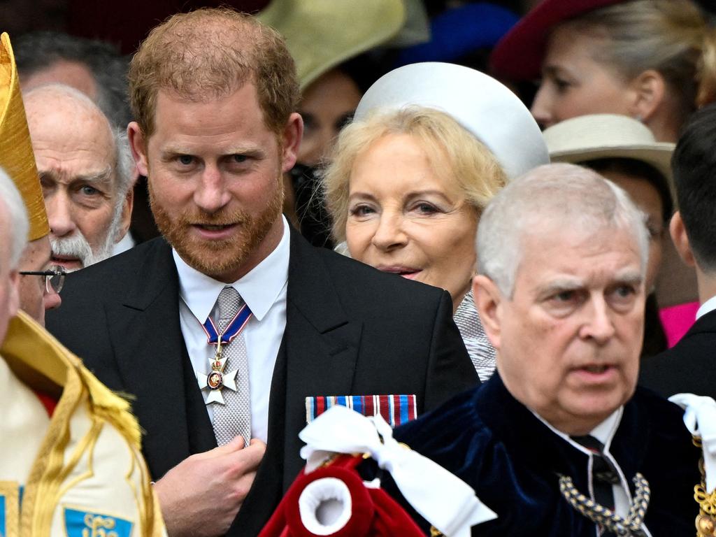 Prince Andrew and Prince Harry at King Charles’s coronation. Picture: AFP