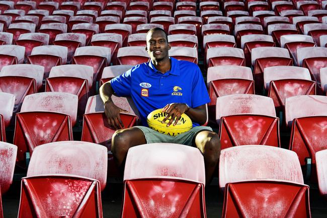 Tony Olango was picked up by AFL club West Coast in the rookie draft a week after the assault. Picture: Keri Megelus