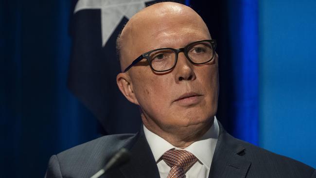 Peter Dutton said that if the voice disagreed with Indigenous elders Rio Tinto had formed good relationships with, the voice would override them. Picture: NCA NewsWire / Martin Ollman