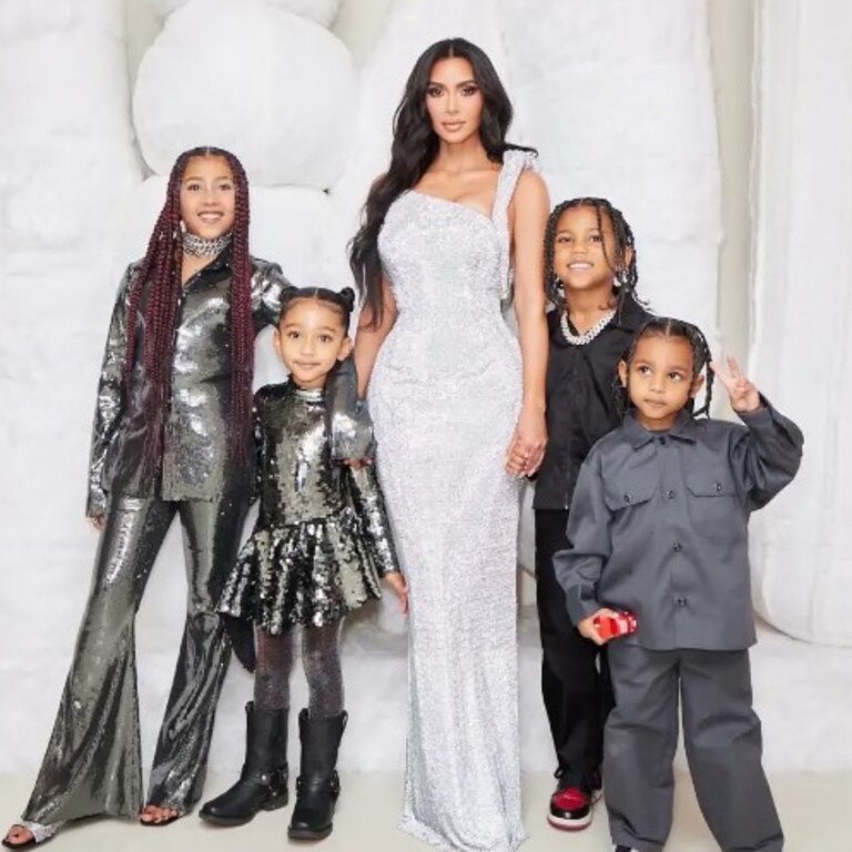 Kim Kardashian with her children: North, Saint, Chicago and Psalm. Picture: Kim Kardashian/Instagram