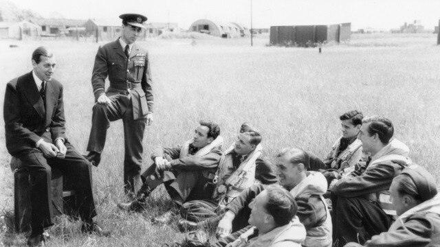 Air Vice Marshal Don Bennett on as his men are briefed Picture: Australian War Memorial